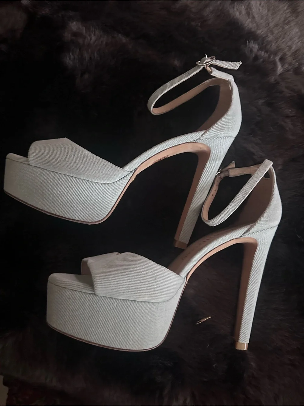 Stuart Weitzman Light Blue Open-Toe Ankle Strap Heels